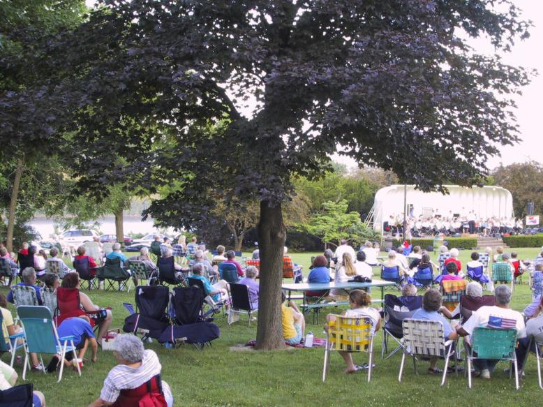 The audience enjoying one of our Sunday evening concerts in Crapo Park