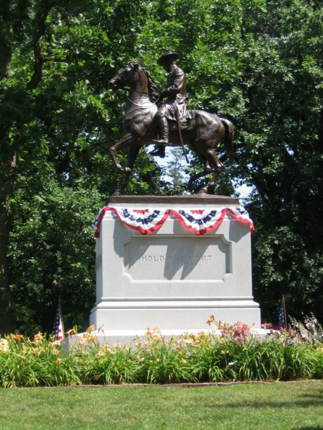 newly-restored General Corse statue